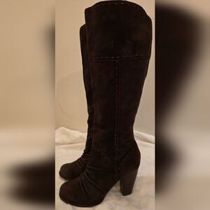 Seychelles Leather Dark Brown Over the Knee Boots Women's 8